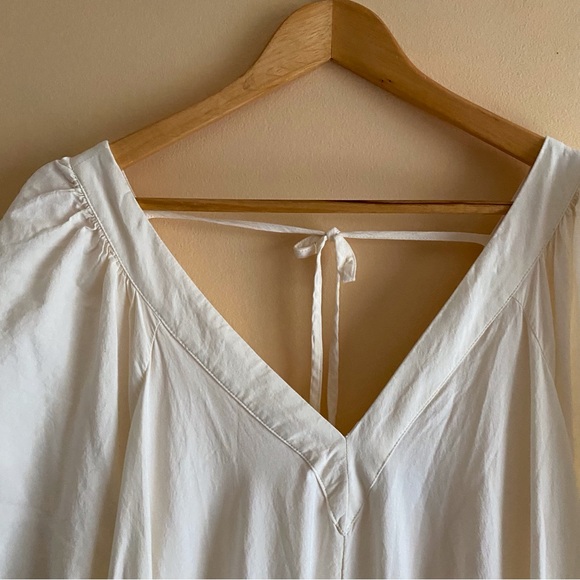 Old Navy Embroidered Mini Swing Dress Woman 4X Cream Pockets Boho Scandinavian - Picture 5 of 15